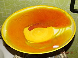 Mónika Laborcz (1941-): distal retro wall plate glazed ceramic 36.5 Cm (sun plate)