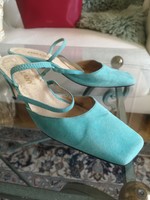 Chillany 39 true vintage turquoise nubuck leather sandals 1980