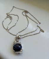 Real blue star sapphire 925 silver medal necklace