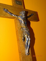 Oak crucifix with gilded tin body 42x24 cm !!!