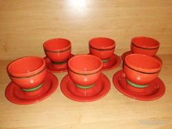 German red ceramic mug, cup, glass with green stripe, bottom set for 6 (31/d)