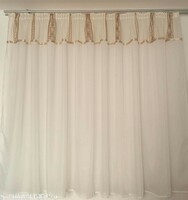 Action ! Ekrü curtain with brown striped insert on top, 160 cm high x 310 cm wide