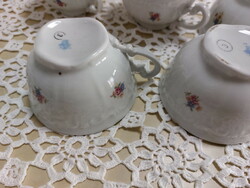 Zsolnay virágos porcelán teás csészék, 5db