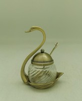 Gold-plated swan spoon and holder (100050)