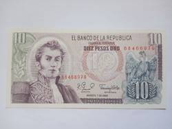 Unc 10 Pesos Kolumbia  1980  !!