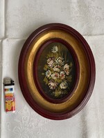Fairy oval painting in a wooden frame.