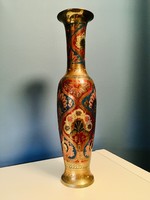 Painted copper floor vase