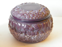 Art deco czech glass covered bonbonier with lid