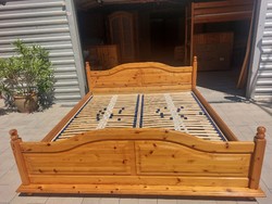 For sale is a high-quality, large-sized pine double bed with a slatted frame.