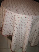 Beautiful elegant colored cherry lacy edged tablecloth