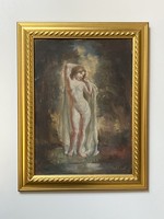 János Prihoda (1891-1965) nude girl female nude oil on canvas labeled painting