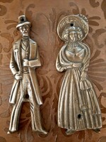 Mrs. and Mr. solid copper door decorations, 2 pieces together, 15.5 cm high