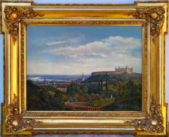 Biedermeier painting Bratislava (Bratislava) skyline 1865 signed with original guarantee!