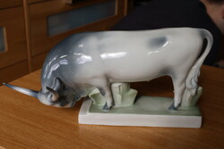 Zsolnay gray cattle figure