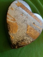 Antik USA - KANADA NIAGARA FALLS vízesés aranyozott szív alakú acéltükrös fém díszes púderes doboz