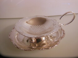Tea strainer + bowl - new - silver plated - English