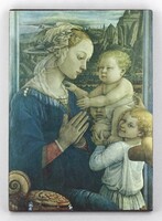 1R196 Fra Filippo Lippi: Madonna with Two Angels Print ~ Original 1653 Painting