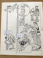 Full-page caricature of cheerful Olympian Bérczi Otto /éva magazine '79/