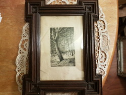 SZŰTS  - szignóval ,erdőrészlet ----rézkarc --,1922-es  dátummal, antik fakeretben, minőségi fából b