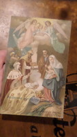 Régi , karácsonyi képeslap , Betlehemi jelenettel .