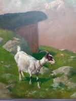 Arthur Heyer, mountain goat oil painting