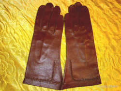 New $45 Brown Genuine Fine Leather Beautiful Stitching Ladies Gloves 7