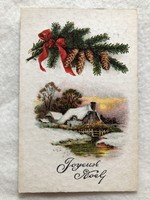 Antik, régi litho Karácsonyi képeslap                                        -10.