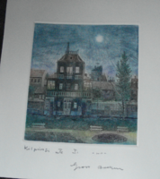 Gross arnold small town evening i. Original color etching