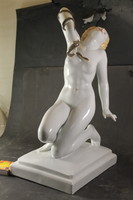 Large-scale Cleopatra statue signed Ő-Herend 154