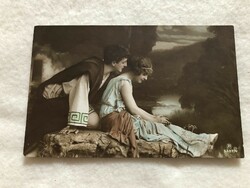 Antik, régi színezett romantikus képeslap - 1916                                       -10.