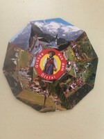 Grüsse aus dem with five. Circular, foreign postcard. Traveling memory, souvenir. Available in stores. Damaged.