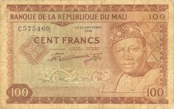 100 frank francs 1960 Mali Ritka