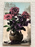 Antik, régi színezett Újévi képeslap                                        -10.