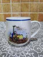 A rare steam engine children's mug from Hollóháza