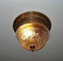 Antique ceiling lamp with an original cut crystal lampshade