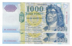 1999. 1000 forint DC  2x S.K. UNC