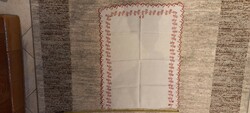 Hand-embroidered old linen, monogrammed washcloth,