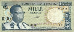 1000 French francs 1964 Congo very rare not perforated!