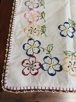 Colorful floral embroidered tablecloth
