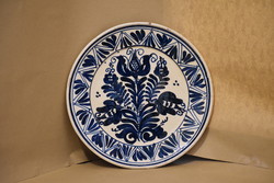 Korondi, blue tulip pattern plate - 25 cm diameter, marked