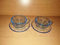 Pair of blue glass cups with bottoms (po-4)