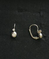 Button socket, rhodium-plated silver earring replica