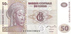 50 frank francs 2007 Kongó UNC