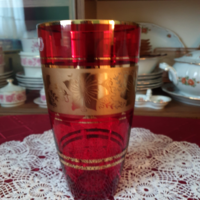 Bohemia, ruby red gilded vase