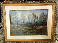 Fine small landscape, oil wood fiber painting, in a nice frame, marked 
