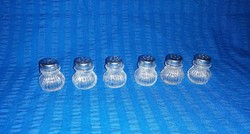 Glass salt shaker with metal lid, 6 pieces for sale