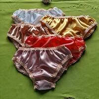 Fen48.10.4 - 5pcs women's underwear - traditional style satin panties l/44-46 - peach