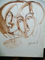 Józsa János festő-és grafikusművész Egyedi diófapác rajz