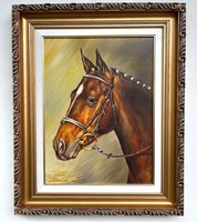 József Barkóczi (1959-) horse portrait 40x30cm + frame