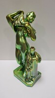 Zsolnay eozin Art Nouveau undressing female nude figure #1964